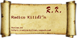 Radics Kilián névjegykártya